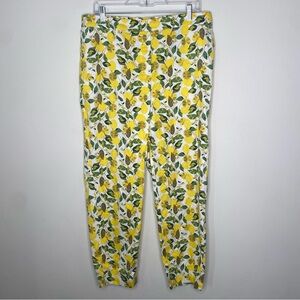 Boden Danby Lemon Print High Waist Stretch Pull On Pants 12R